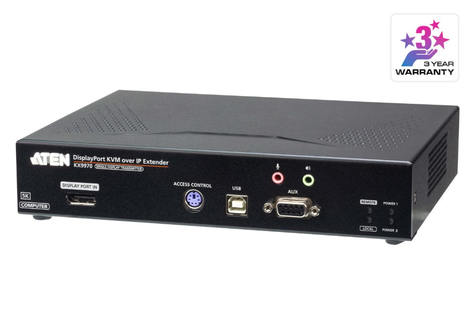 Aten 5K DisplayPort KVM over IP Transmitter with Boundless Switching and Support for Video Walls Aten 5K DisplayPort KVM over IP Transmitter with Boundless Switching and Support for Video Walls